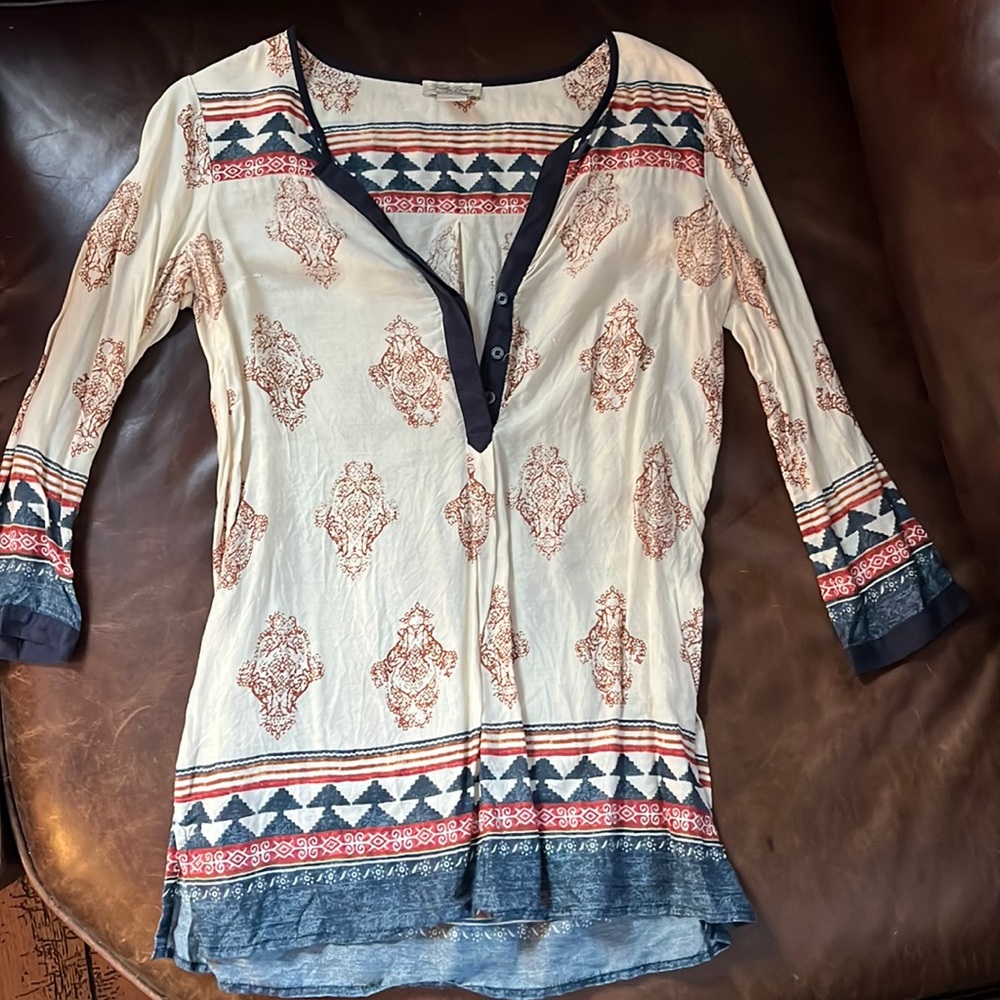 Lucky Brand Aztec Print Tunic Top